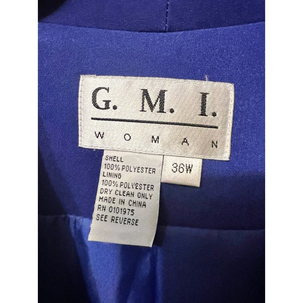 G.M.I. Woman 36W Royal Blue 3 Piece Skirt Suit Satin Shell Rhinestone Church